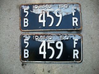Antique Vintage Rare Dated Blaine County Hailey,  Idaho 1950 License Plate.