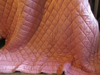 Antique Vintage French Hand Quilted Plump Quilt Pink 80” X 87”