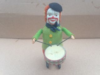 Vintage Schuco Wind Up Tin Toy Clown Drum No Key Germany