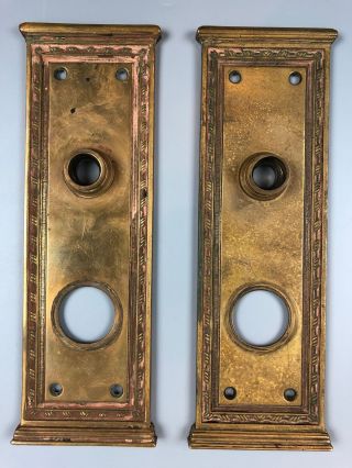 Antique Brass Bronze Doorknob Back Plates 9 - 5/8 " Tall