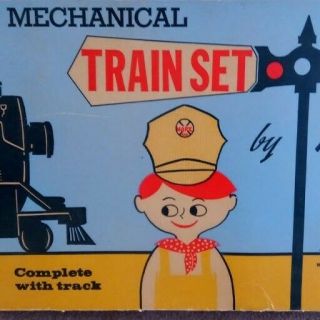 Vintage Mechanical Wind - Up Marx Train Set With Box & Key