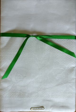 Vintage Tablecloth Beige Irish Linen Etamine Modern Classic 132 X 173cm