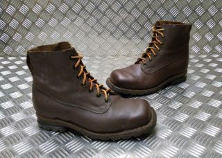 Vintage Leather M59 Swedish Military Brown Square Toe Boots 60`s / 70`s 2