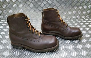 Vintage Leather M59 Swedish Military Brown Square Toe Boots 60`s / 70`s 3