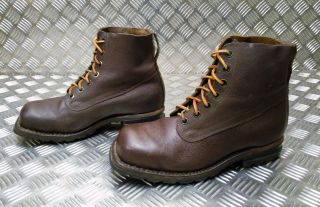 Vintage Leather M59 Swedish Military Brown Square Toe Boots 60`s / 70`s 4