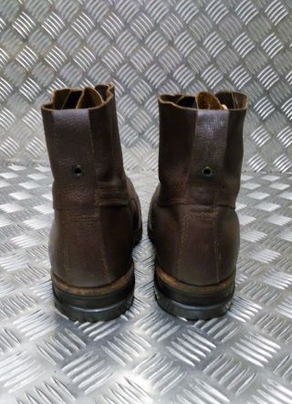Vintage Leather M59 Swedish Military Brown Square Toe Boots 60`s / 70`s 6