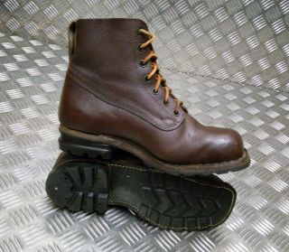 Vintage Leather M59 Swedish Military Brown Square Toe Boots 60`s / 70`s 8