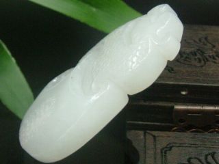 Chinese Antique Celadon Nephrite Hetian - Jade Hollow QI - LIN - RUYI Statue/Pendant 2