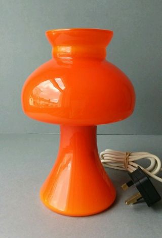 Vintage Retro Mid - Century Orange Glass Lamp