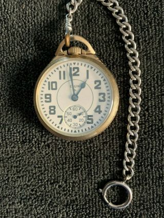 Antique Vintage Elgin 571 (usa) 10K GOLD FILLED Railroad RR Pocket Watch 5