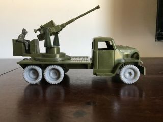 1950’s Marx Us Army Training Center Flat Bed Truck W/aa Gun Near