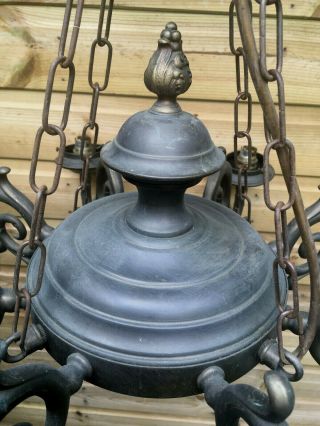 Huge Vintage Italian Solid Brass 8 Arm Chandelier Ceiling Pendant Lamp Light 9kg