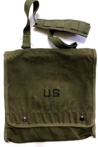 Us Military Green Canvas Cross - Body Case Map & Photograph Bag (rf982)
