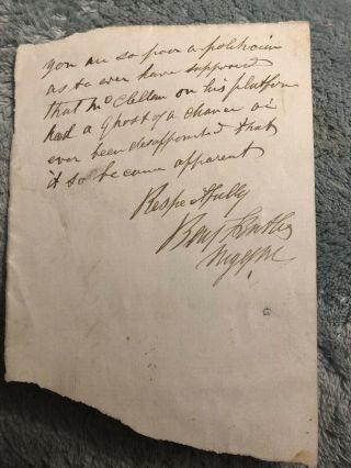 Civil War Note Signed By Benjamin F Butler Major General
