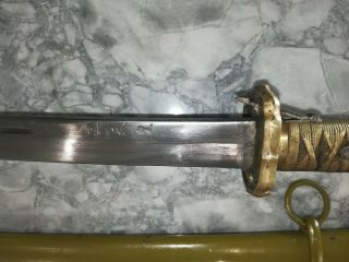 WW2 SINGED JAPANESE ARMY NCO LATE WAR COMBAT SWORD WITH NUMBERS ON SWORD, 2