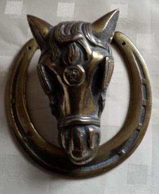 English Brass Door Knocker Horse Head Bel Gt.  Britain