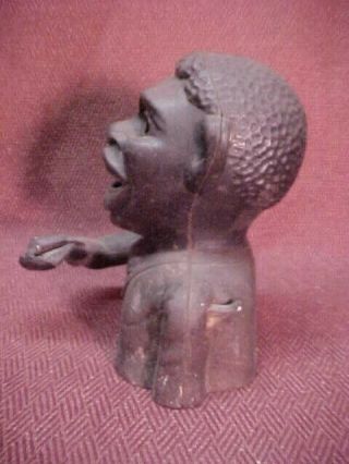 AUTHENTIC BLACK AMERICANA JOLLY ANTIQUE IRON COIN BANK,  PAT 1882,  STEVENS CO 3