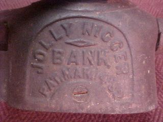AUTHENTIC BLACK AMERICANA JOLLY ANTIQUE IRON COIN BANK,  PAT 1882,  STEVENS CO 5