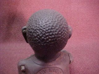 AUTHENTIC BLACK AMERICANA JOLLY ANTIQUE IRON COIN BANK,  PAT 1882,  STEVENS CO 6