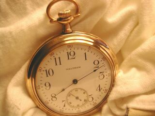 Waltham Pocket Watch 14s O/f Colonial P/s Dial G/f Case 15j Mdl - 1897 Runs