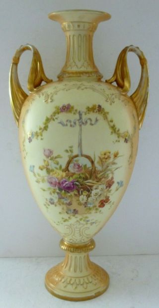 Antique Crown Devon Gilt Fieldings Pottery Art Nouveau Large Vase Urn Flowers