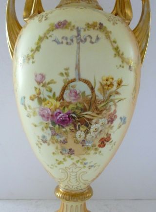 Antique Crown Devon Gilt Fieldings Pottery Art Nouveau Large Vase Urn Flowers 2