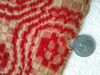 Extra Large Antique/Vintage Overshot Red & Tea - Stain Woven Coverlet 5