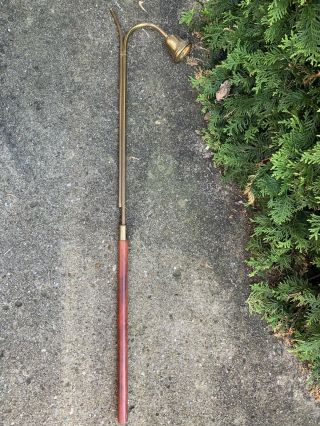 Antique Vintage Church Candle Snuffer Primitive Brass Long Wood Handle