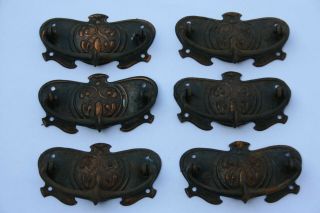 SIX x Vintage Art Noveau Style Handles (9.  5cm x 5cm) 2