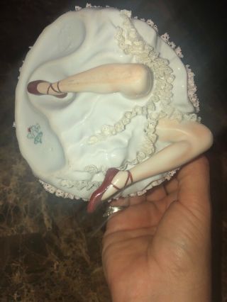 Antique Dresden Lace Volkstedt Porcelain Ballerina Girl Figurine Made In Germany 7