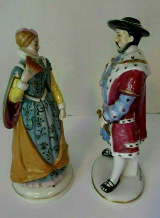 Antique Sitzendorf Dresden Henry VIII with Mary Queen of Scots Figurines. 7