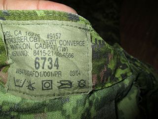 CANADIAN CADPAT ISSUE COMBAT PANTS SIZE 34,  Very Good 5