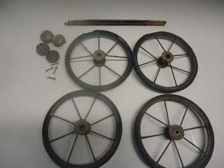 4 Doll Carriage Wheels Frame Antique Doll Stroller Baby Buggy