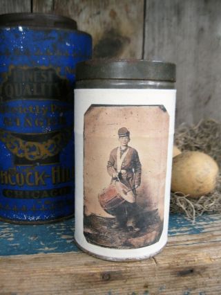 Antique Pantry Tin Old Photo Print Civil War Soldier