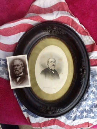 Confederate General Robert E.  Lee Engraved Portrait W/cdv.  Missouri 1862