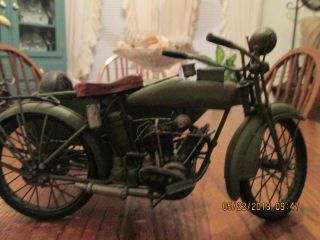 Motorcycle Lovely Tinplate Harley Large With Side Car