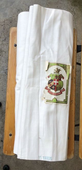 Antique Unknown Mill Coat Of Arms Irish Cotton 1 Bolt 10 Yds