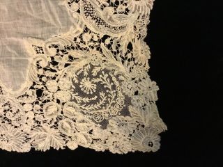 Exquisite Ivory Antique Lace Wedding Handkerchief Bridal Hankie 2