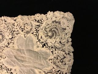 Exquisite Ivory Antique Lace Wedding Handkerchief Bridal Hankie 3
