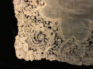 Exquisite Ivory Antique Lace Wedding Handkerchief Bridal Hankie 5