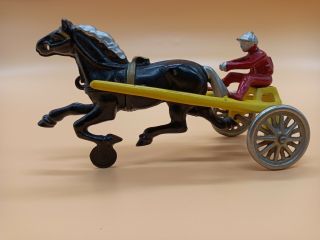 Kenton Toys No.  150 " Sulky " Cast Iron & Nickel Trotter Horse W Driver Euc