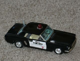 Bandai Japan Friction Vintage Tin Toy Car Ford Mustang 1965 - Fbi Commander