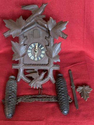 Antique Vintage Black Forest German 8 Day Cuckoo Clock Hubert Herr Project