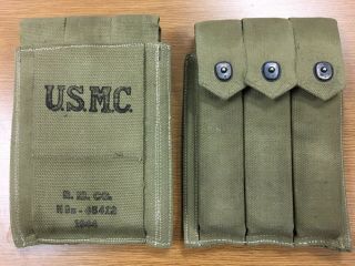 ww2 USMC Marine Corp Thompson MG Pouches & Magazines Dated 1944 7