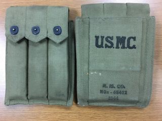 ww2 USMC Marine Corp Thompson MG Pouches & Magazines Dated 1944 8