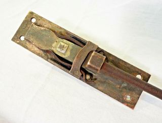 Antique Victorian Cast Bronze Vertical Sliding Dead Bolt Door Latch Hardware 4
