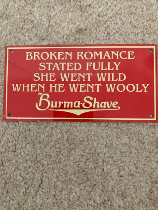 Vintage Burma Shave Usa Gas Highway Sign Metal 6”x 3”
