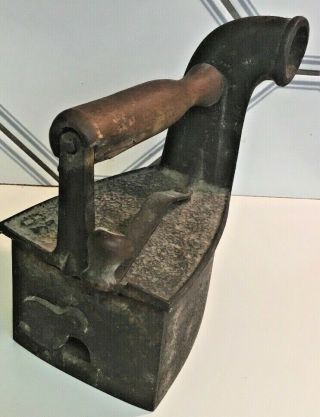 antique 1800 ' s Mondragon coal fired sad Iron with spout 2