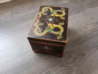 ANTIQUE OLD CHINESE PORCELAIN ENAMEL CLOISONNE DRAGON JEWELRY BRONZE BOX CASKET 6