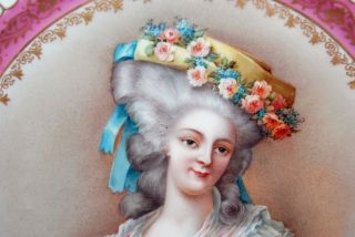 Rare French Limoges Porcelain Portrait Cabinet Plate Princess de Lamballe SIGNED 5